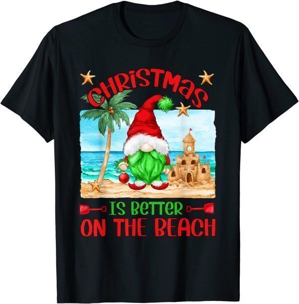 Christmas Gnome For Xmas Vacation On The Beach T-Shirt