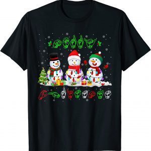 Christmas Lights Merry Christmas Snowman ASL Sign Language Unisex Shirt