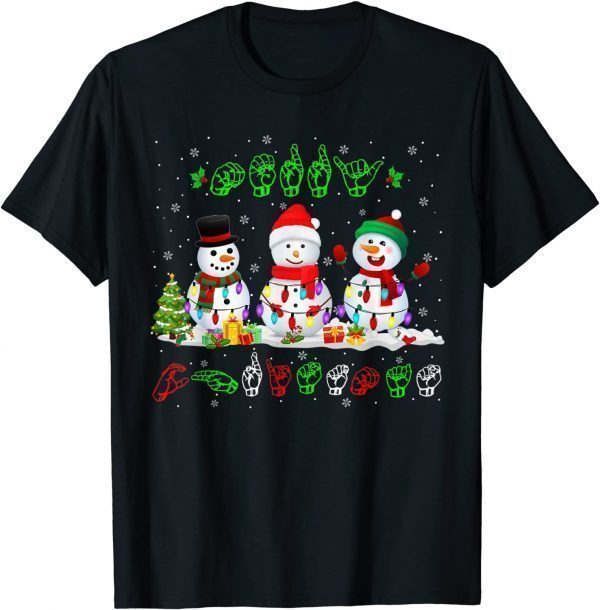 Christmas Lights Merry Christmas Snowman ASL Sign Language Unisex Shirt