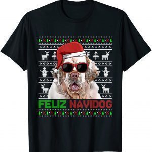 Clumber Spaniel Dog Feliz Navidog Christmas 2022 Shirt