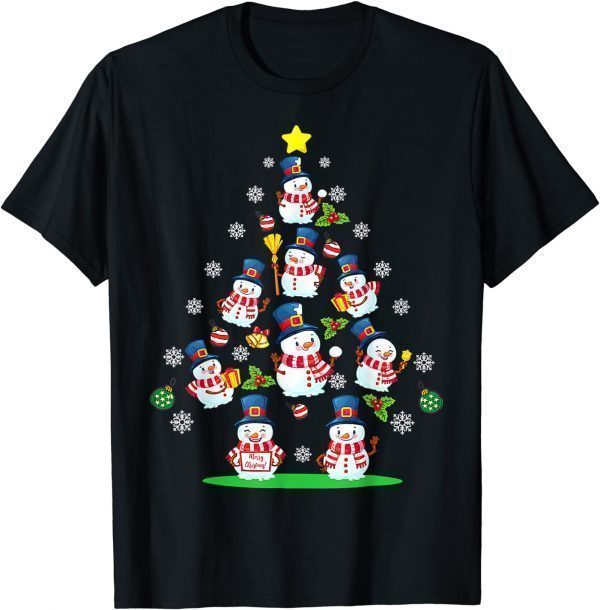 Cute Snowman Christmas Tree Chrismas 2022 Shirt