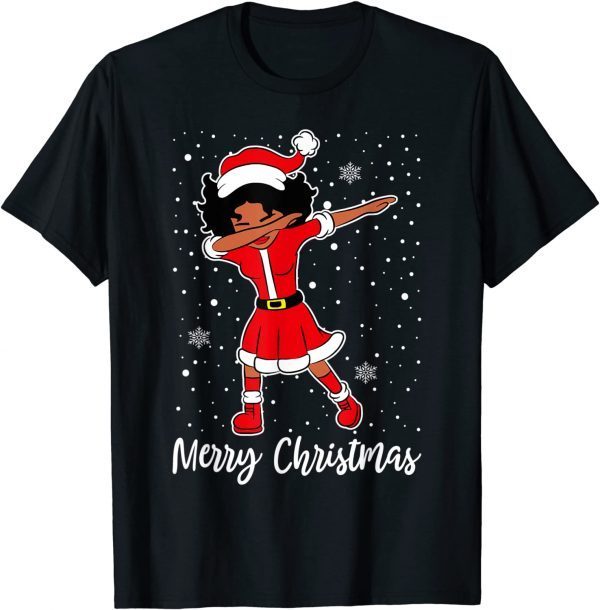 Dabbing Santa Black African American Girl Christmas Pajama Classic Shirt