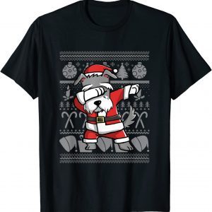 Dabbing Schnauzer Ugly Christmas Sweater Graphic Classic Shirt