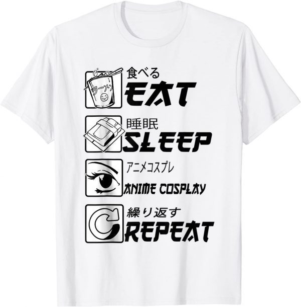 Eat Sleep Anime Repeat, Animegao Kigurumi Anime Girl Cosplay 2022 Shirt