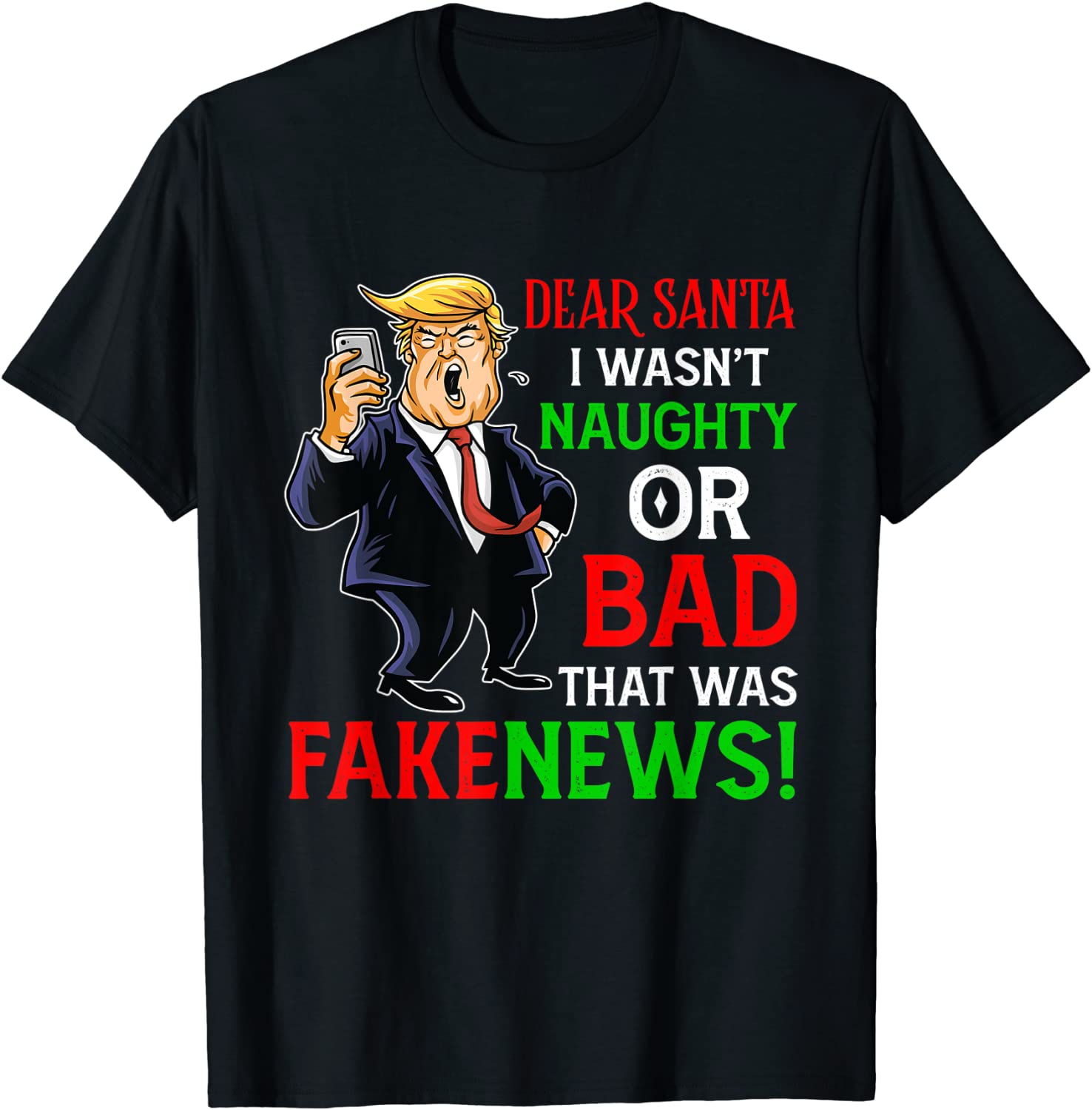 Fake News US President Donald Trump Ugly Christmas Sweater T-Shirt