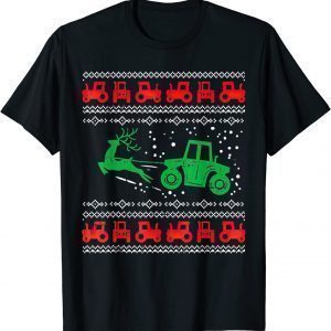 Farm Tractor Reindeer Fun Ugly Christmas Sweater Farmer T-Shirt