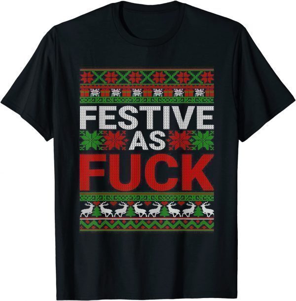 Festive As Fuck Vintage Holiday Swear Word Ugly Christmas Limited Shirt