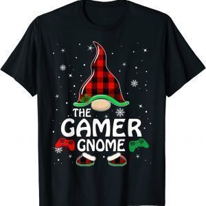 Gamer Gnome Buffalo Plaid Matching Family Christmas Pajama 2022 T-Shirt