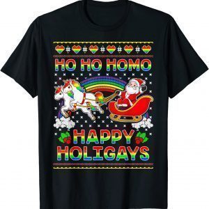 Gay Pride Santa Ho Ho Homo Happy Holigays Ugly Christmas 2022 Shirt