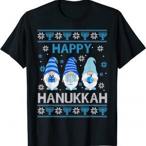 Happy Hanukkah Gnome Gnomies Menorah Pajama Ugly Sweater Classic Shirt