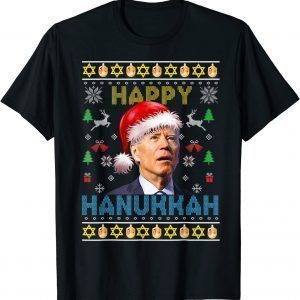 Happy Hanukkah Santa Biden Menorah Ugly Christmas Classic Shirt