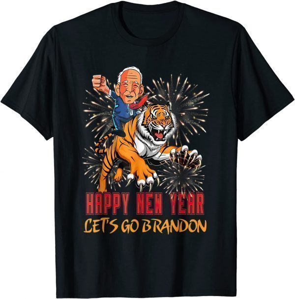 Happy New Year Let's Go Brandon Meme Tiger Anti Biden T-Shirt