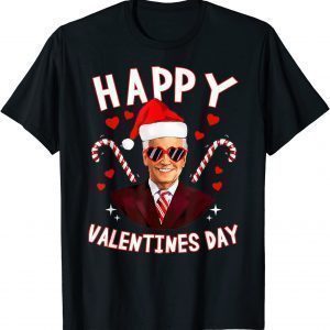 Happy Valentines Day Joe Biden Santa Heart Couple T-Shirt