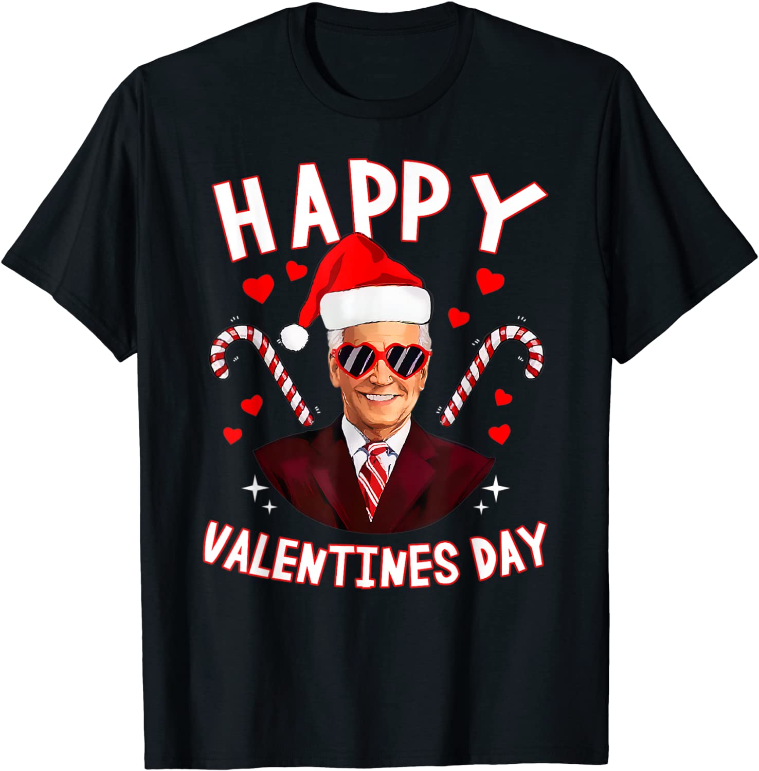 Happy Valentines Day Joe Biden Santa Heart Couple T-Shirt