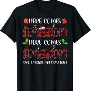 Here Comes Sleigh Right Down My Driveway Red Plaid Christmas Official Shirt