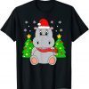 Hippopotamus Christmas Hippo Santa Hat Christmas Tree 2022 Shirt