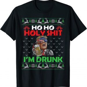 Ho Ho Holy Shit I'm Drunk Beer Trump Christmas Pajama X-mas T-Shirt