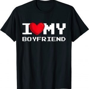 I Love my Boyfriend Red Heart Gamer Valentines Day Classic Shirt