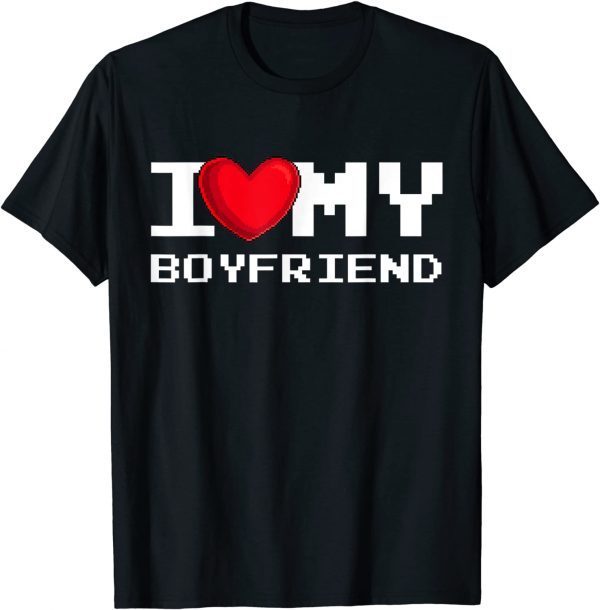 I Love my Boyfriend Red Heart Gamer Valentines Day Classic Shirt