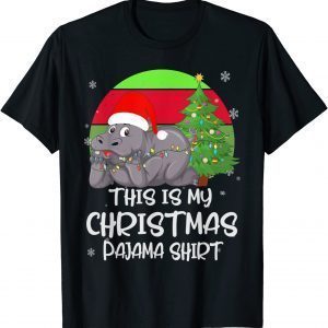 I Want A Hippopotamus For Christmas Hippo Pajamas Xmas Tree T-Shirt