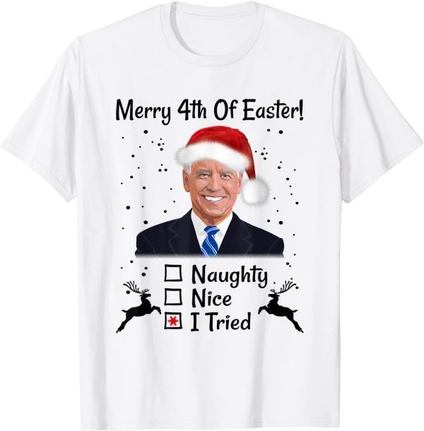 Joe Biden Merry 4th Of Easter Ugly Christmas T-Shirt