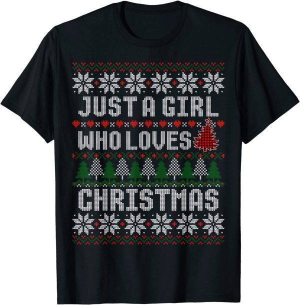 Just A Girl who Loves Christmas Tree Xmas Buffalo Plaid 2022 Shirt