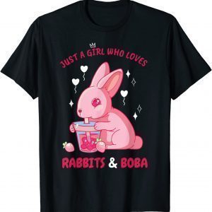 Kawaii Rabbits Bubble Tea Boba Just A Girl Who Loves Bunnies 2022 Shirt