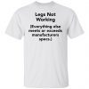 Legs Not working everything else meets or exceeds manufacturers specs Classic shirt