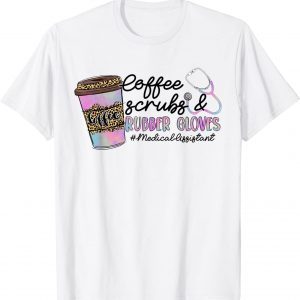Leopard Tie Dye Coffee Scrubs Gloves Medical Assistant 2022 Shirt