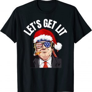 Let's Get Lit Drinking Christmas Pajama Dear Santa Classic Shirt