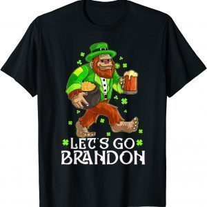 Lets Go Brandon Bigfoot Laprechaun Irish Flag Lucky Clovers 2022 Shirt