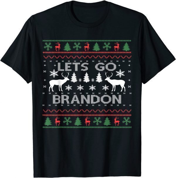 Let's go Branson Lets Go Brandon Christmas White Reindeer Ugly Christmas Classic Shirt