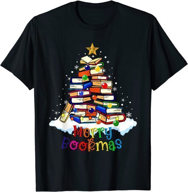 Librarian Book Lover Books Christmas Tree Merry Bookmas Xmas 2022 Shirt