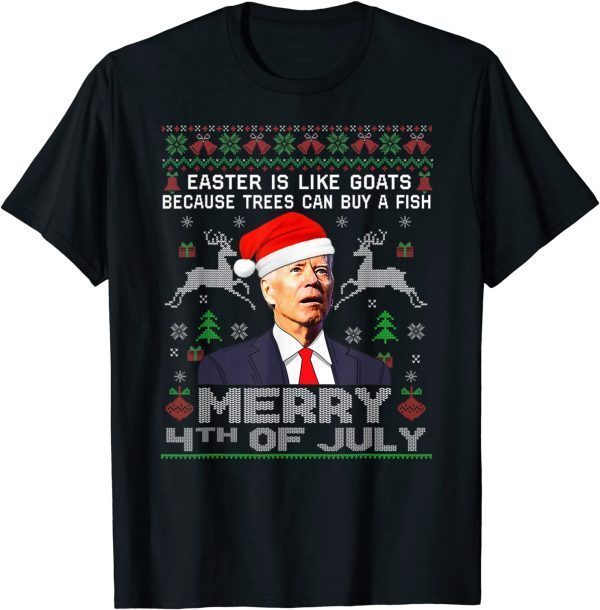 Merry 4th Of July Biden Ugly Christmas Unisex Shirt