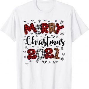 Merry Christmas 2021 Leopard Buffalo Plaid Red Green Xmas 2022 Shirt