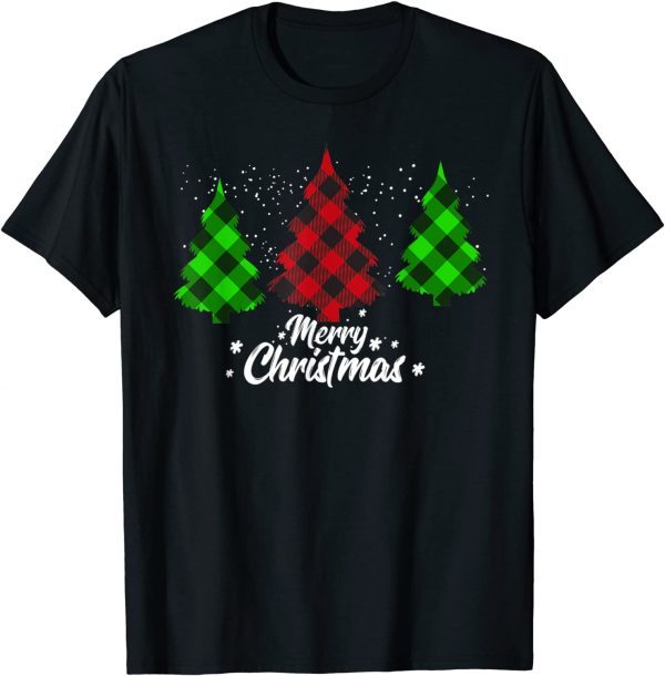 Merry Christmas Tree Buffalo Plaid Family Matching Pajama Unisex Shirt