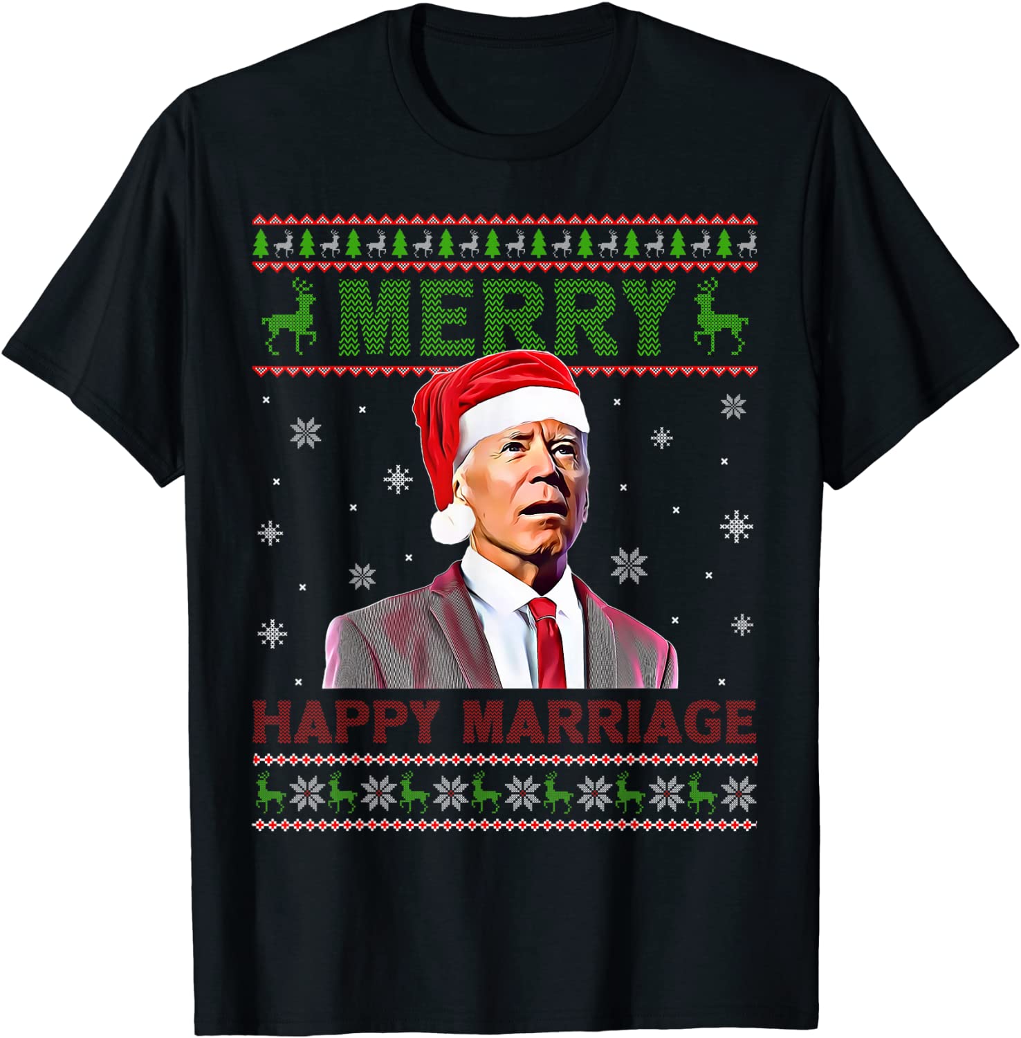 Merry Happy Marriage Xmas Biden Ugly Christmas 2022 Shirt - Teeducks
