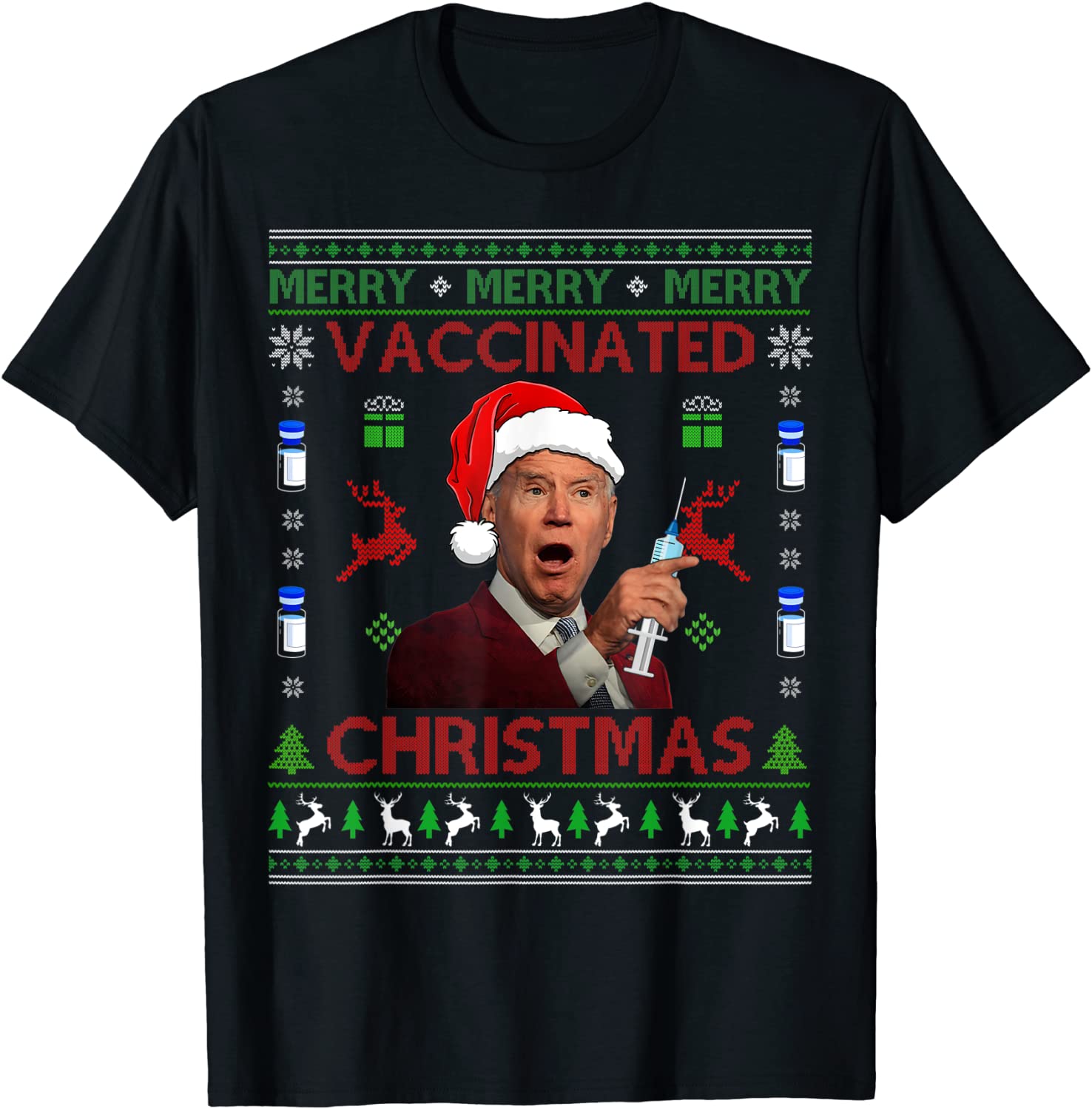 Merry Vaccinated Christmas Joe Biden Vaccine Sweater Gift T-Shirt