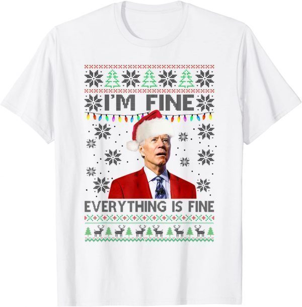 Santa Joe Biden I'm Fine Everything Is Fine Christmas Lights T-Shirt