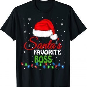 Santa's Favorite Boss Santa Hat Lights Christmas Unisex Shirt