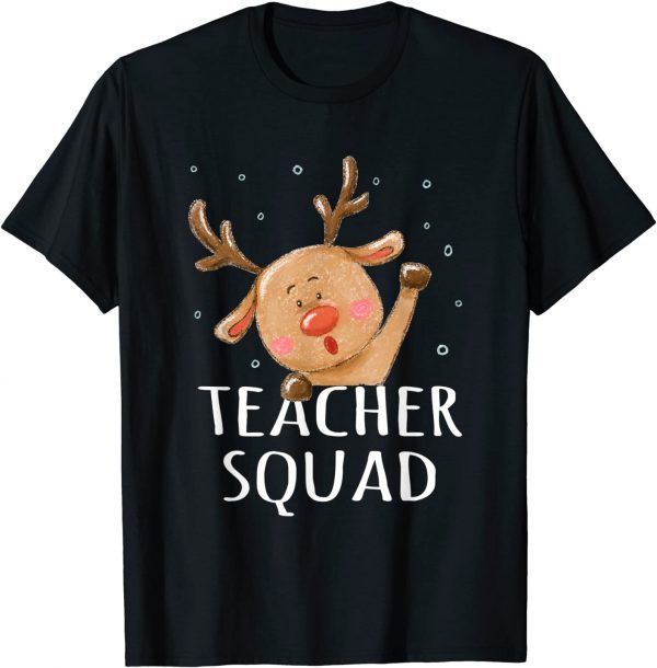 Teacher Squad Reindeer Funny Teacher Christmas Xmas Cute 2022 Shirt