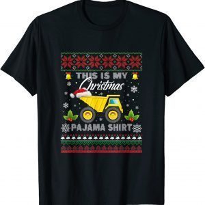 This Is My Christmas Pajama Dump Trucks Santa Hat Ugly Xmas Classic Shirt