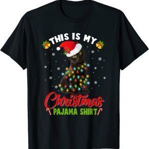 This Is My Christmas Pajama Shirt Santa Black Cat Xmas Light Classic Shirt