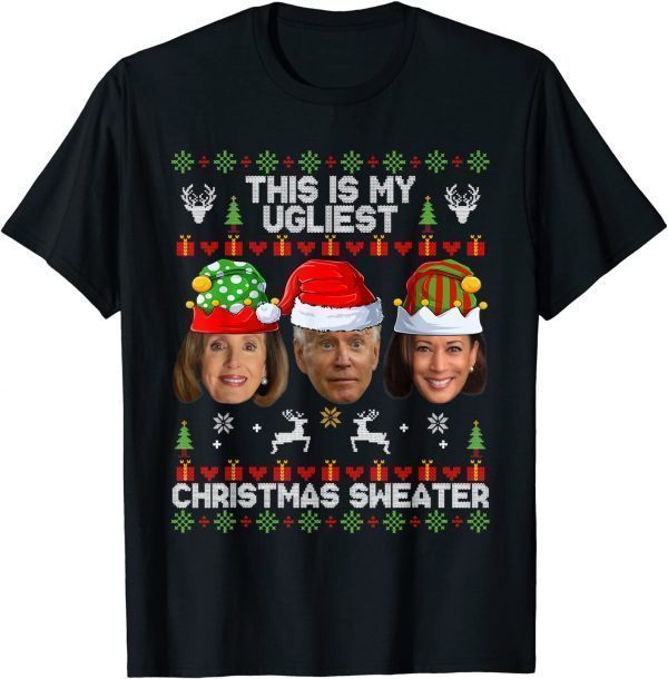 This Is My Ugliest Christmas Anti-Biden Sweater X-mas Tee Shirt