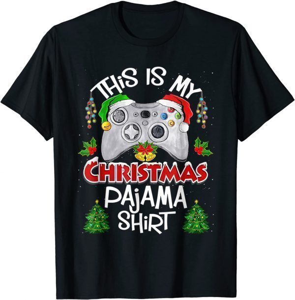 This is My Christmas Pajama Santa Hat Gamer Video Games Unisex Shirt