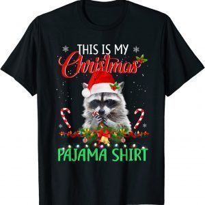 This is My Christmas Pajama Shirt Raccoon Santa Christmas T-Shirt