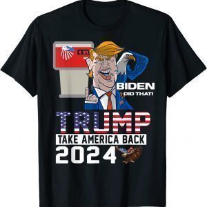 Trump 2024 American Flag Anti Biden Mean Tweets Cheap Gas 2022 T-Shirt