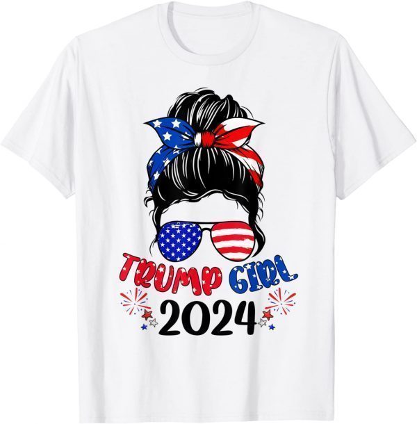 Trump Girl 2024 Christmas Messy Bun Trump Flag 2022 Shirt
