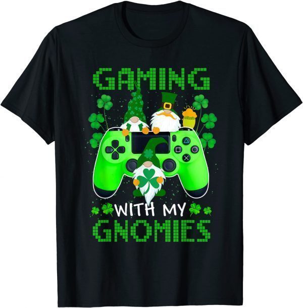 Video Game Shamrock Hat Gaming with My Gnomies Patrick's Day Classic Shirt