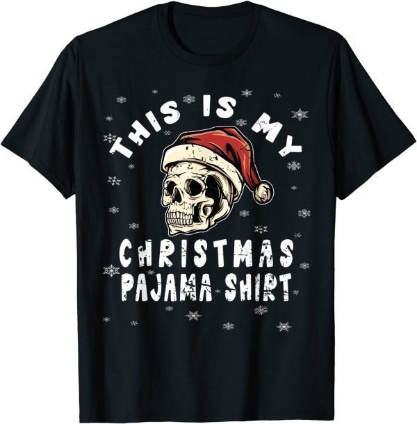 Vintage Skull Santa Hat Skeleton Christmas Pajama 2022 Shirt
